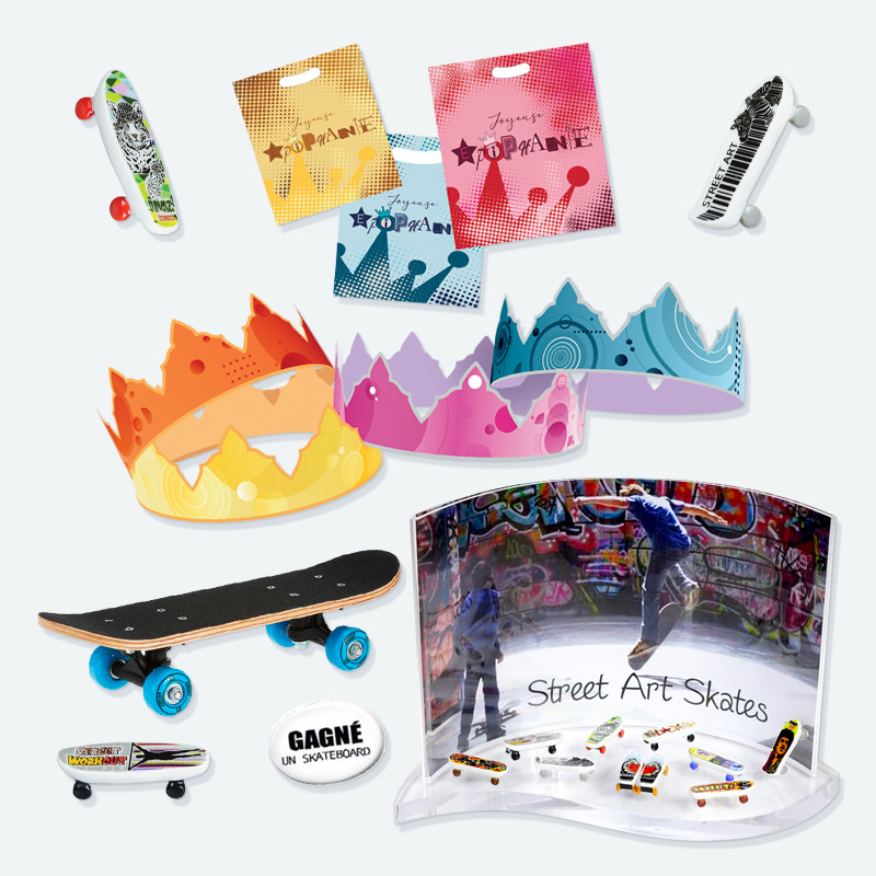 kit jeu complet pour l epiphanie avec cadeau lot de feves street art skates