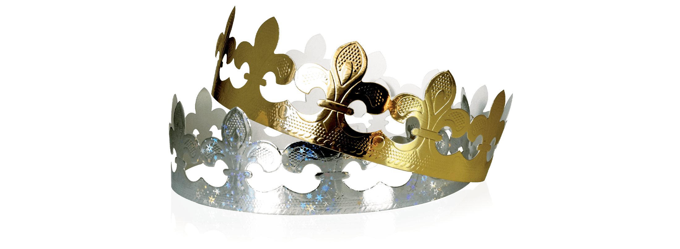 Couronnes des rois Fleur de Lys Or et Argent Holographique pour l'épiphanie 2027 avec Prime