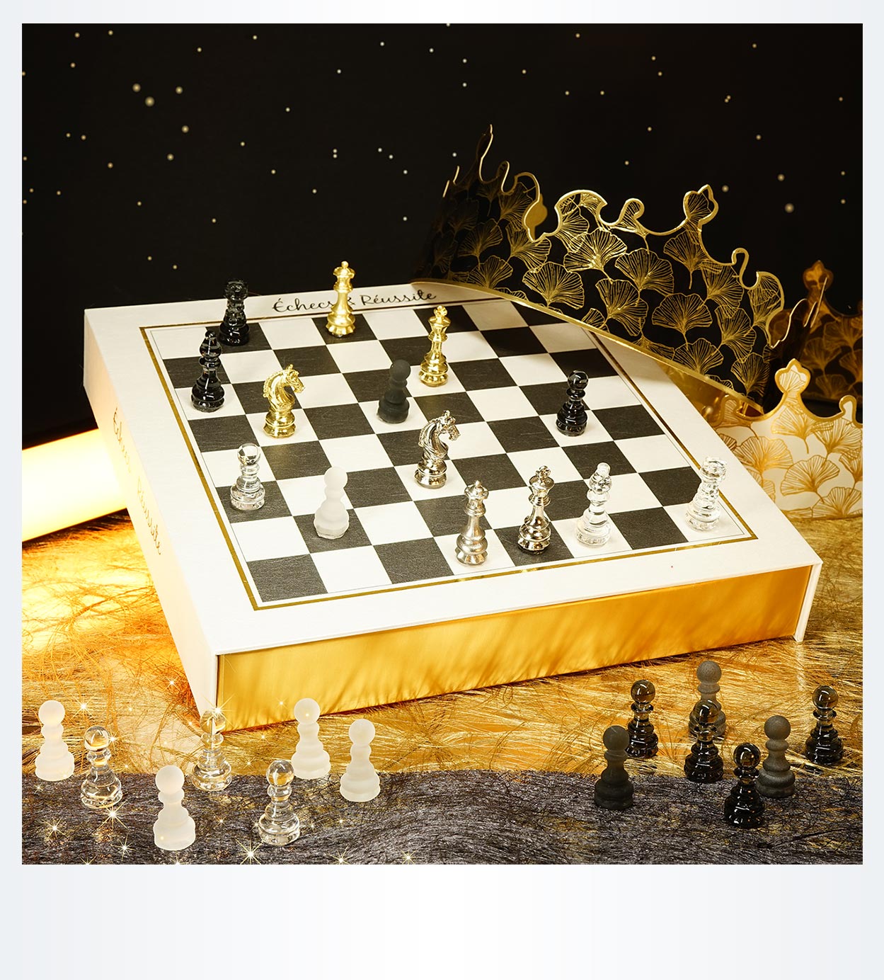 Jeu D'échecs Collector Avec Fèves - Boîte Plateau 20x15,5x5 Cm - 460 G - Neuf